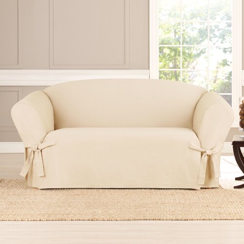 Wayfair Loveseat Slipcovers You Ll Love In 2024   100%25 Cotton Box Cushion Loveseat Slipcover 